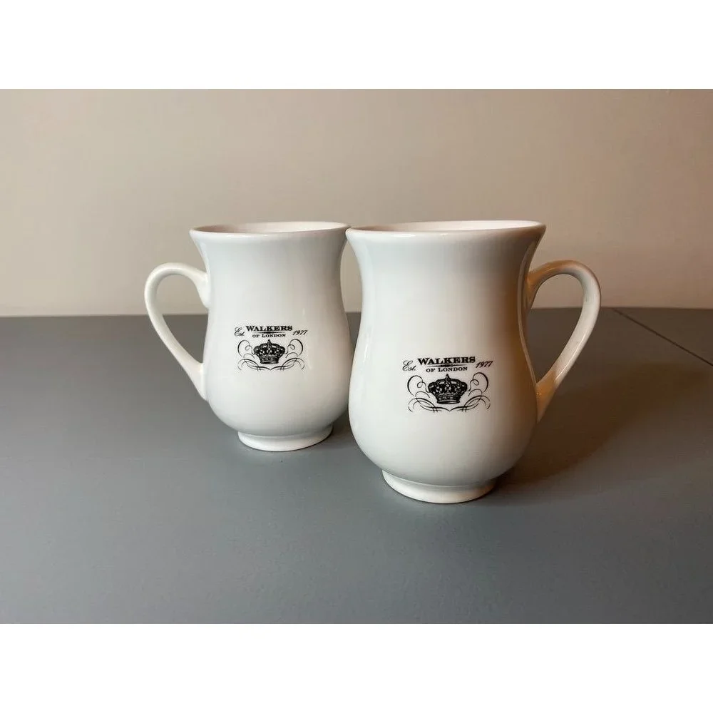 Walkers of London‎ set of 2 white coffee mugs 4.5